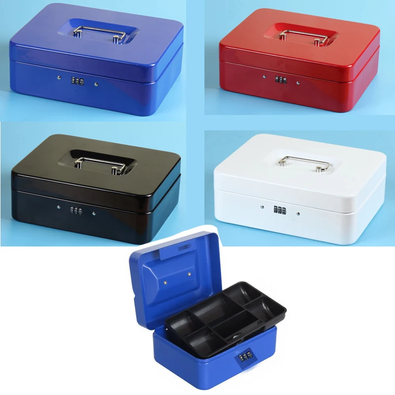 Portable Security Safe Box Money Jewelry Storage Collection Box Home School Office Compartment Tray Password Lock Box 4 Color