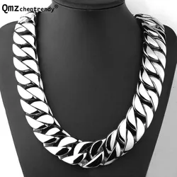 Super Heavy Thick Mens Flat Oversize Miami Curb Link Cuban Chains Necklaces Tone 316L Stainless Steel Hip Hop Neck Jewelry 31mm