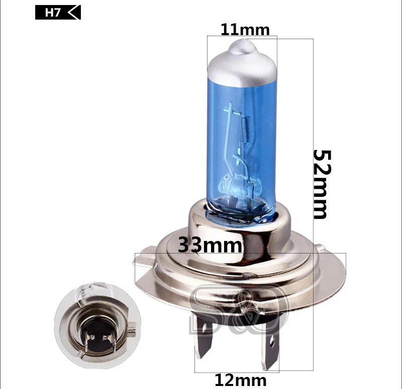 Super Bright Halogen Bulbs H1 H3 H4 H7 H8 H9 H11 9005 HB3 9006 HB4 100W 6000K Car Headlight Fog Lights Lamp White parking