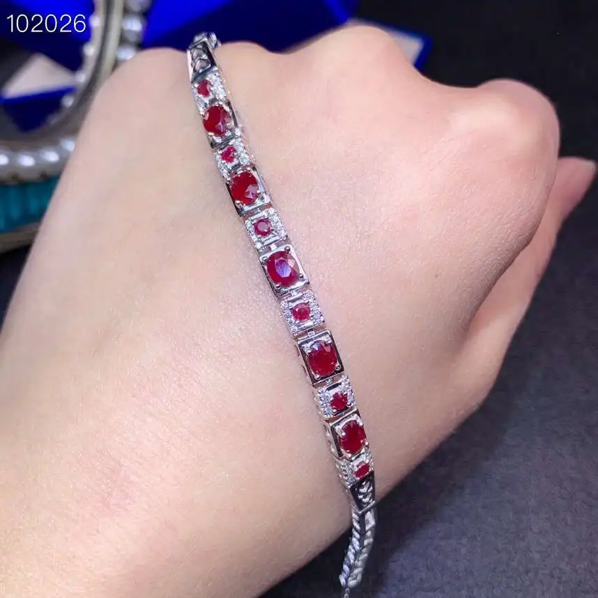 

exquisite natural ruby bracelet for women jewelry real 925 silver platinum plated many gems birthday gift shiny for u good luck