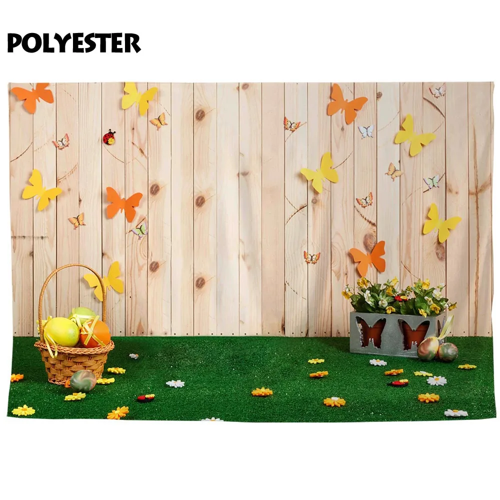 Funnytree-telón de fondo de Pascua para niños, telón de madera, mariposa, huevos, flores, Primavera, estudio fotográfico, photobooth, utilería para sesión fotográfica