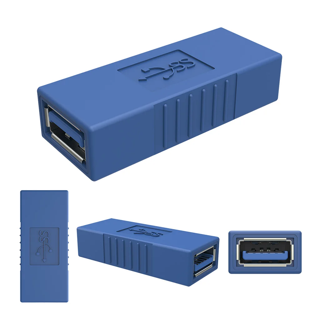 Blue 90 Degree Vertical Left Right Up Down Angled USB 3.0 Male to A Female M/F Adapter Connector Converter