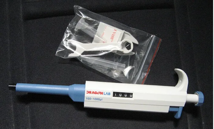 Gratis pengiriman dragonlab Single Channel Manual Adjustable TopPette Pipet Pipettor dengan gratis tips 100-1000ul