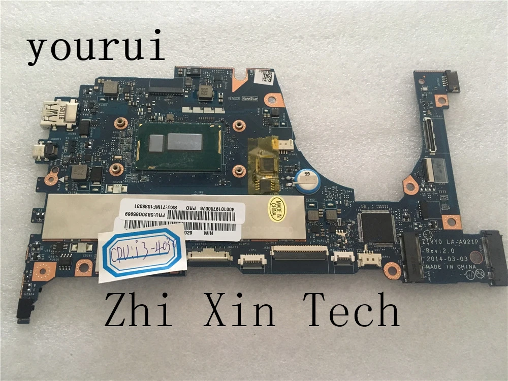 yourui For Lenovo Yoga 2 13 Series Laptop Motherboard i3-4030u CPU 4GB RAM  FRU;5B20G55959 ZIVY0 LA-A921P DDR3 Fully Test