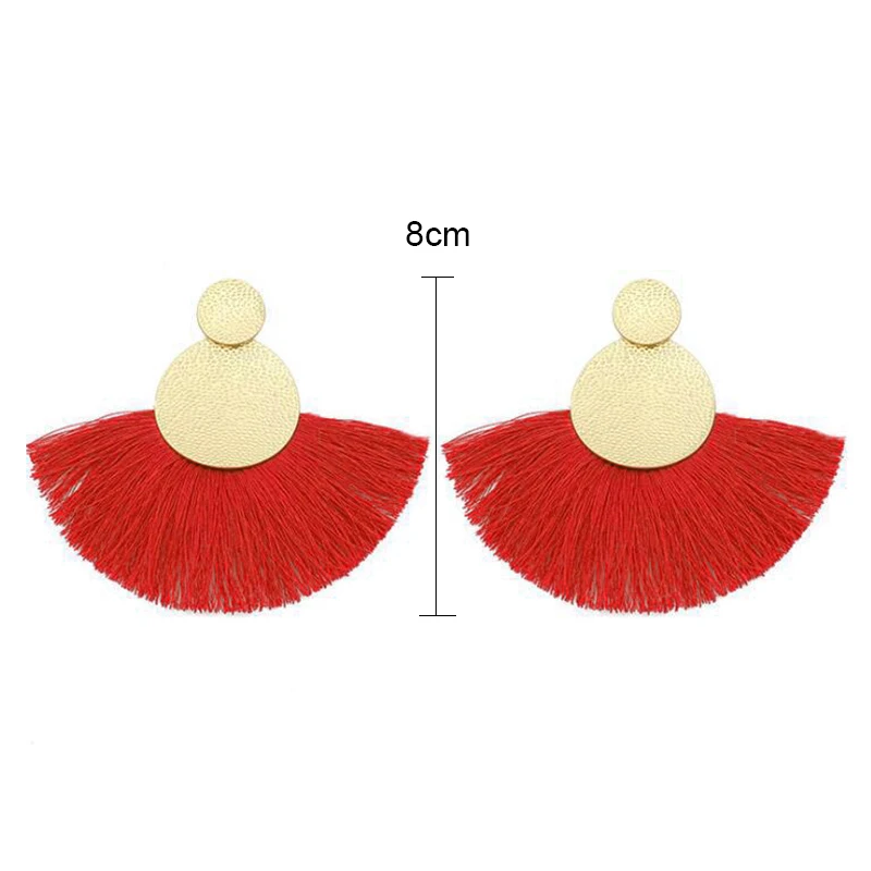 New European Women's Tassel Earrings Exaggerated Thread Statement Hanging Earrings Handmade Wild Fan Earrings Wholesale lot