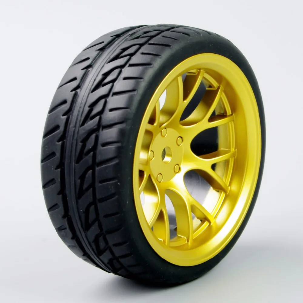 DHG+PP0150 4Pcs/Set 1:10 Scale Tires and Wheel Rims with 12mm Hex fit On-Road RC Car Accessories