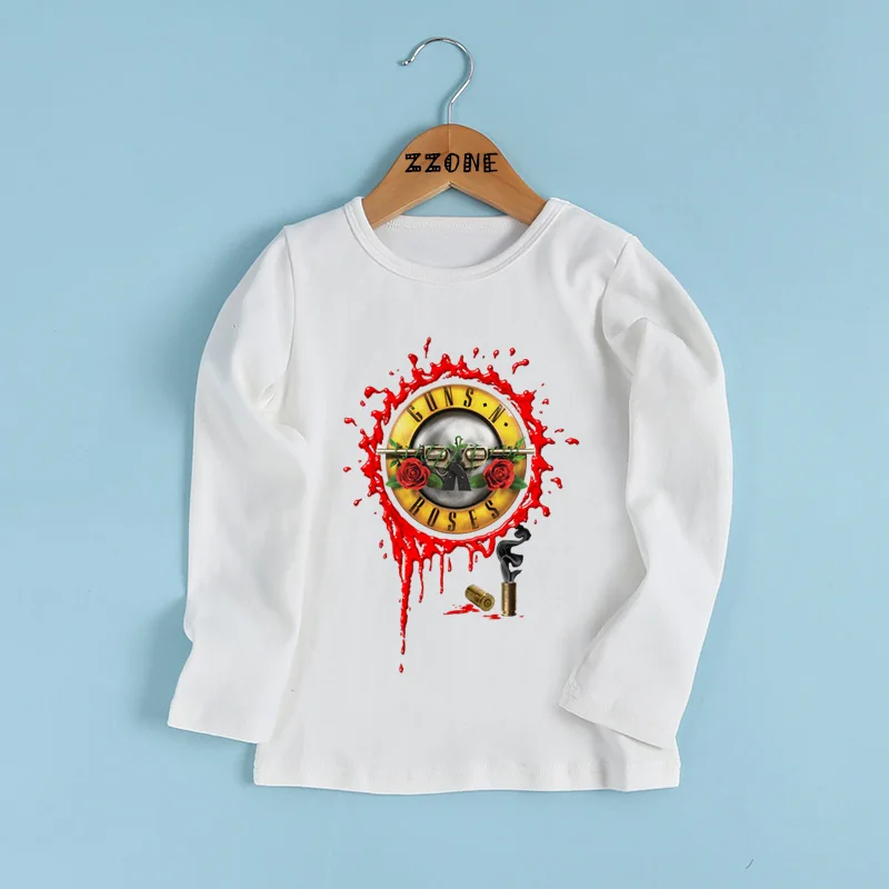 Rock Band Gun N Roses Printed Children's T shirt Boys and Girls Kpop Music Casual Clothes Kids Long Sleeve T-shirt,LKP5196