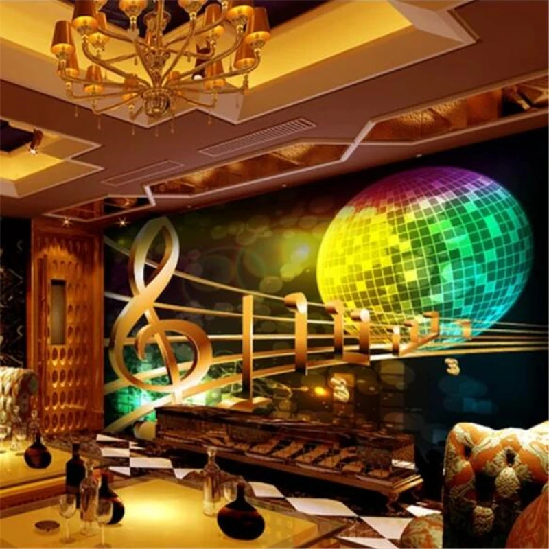 

beibehang Custom wallpaper 3d mural gold music sheet ktv decorative background wall living room bedroom wallpaper papel de pared