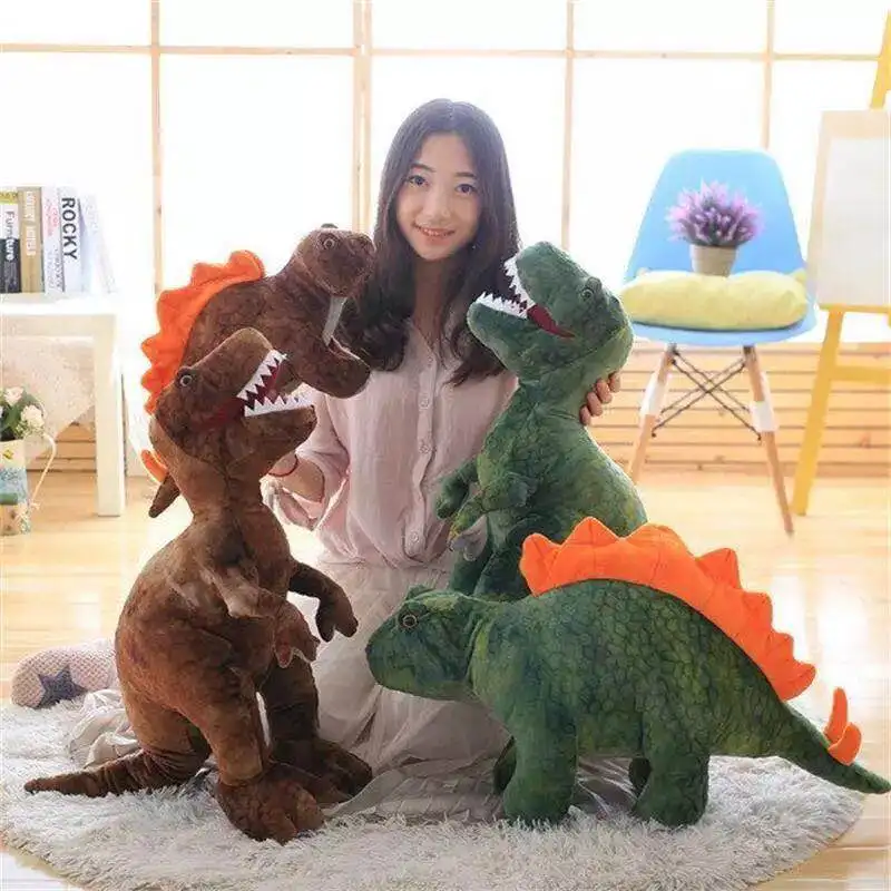 Green/brown Boy Dinosaur Pillow Plush Toys Cute Plush Tyrannosaurus Doll Plush Toys Stuffed Plush Animals Kids Toy Birthday Gift