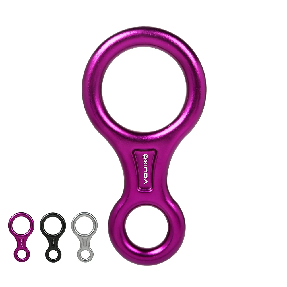 XINDA Rock Climbing Carabine 8shape Rigging Descender Aluminum Figure Belay Device Abseiling 35KN Eight Ring Downhill Equipment