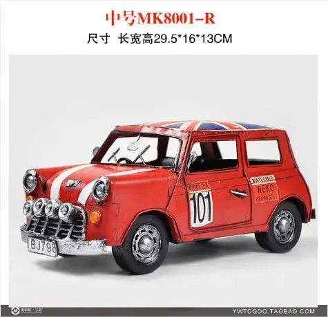 Free shipping!Red  vintage flag mini Cooper metal car model metal classic cars