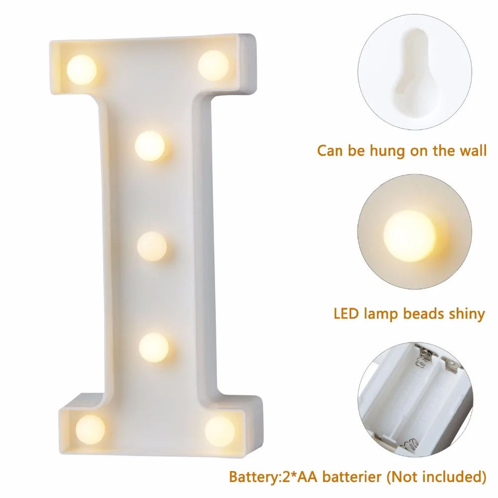 Luz de noche LED con letras de plástico blancas, letrero de marquesina, luces del alfabeto, lámpara para el hogar, Club, decoración de pared interior al aire libre, regalo del Día de San Valentín