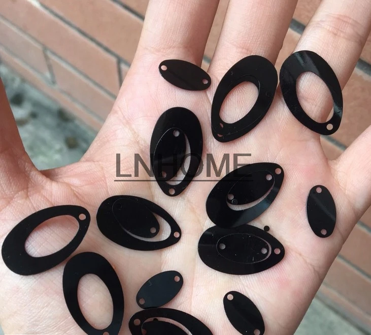 400pcs 14*22mm Hollow Egg Drop Oval Shape Sequins Double Eggs Crafts Sewing ,Women Kids Diy Accessories Black Spangles