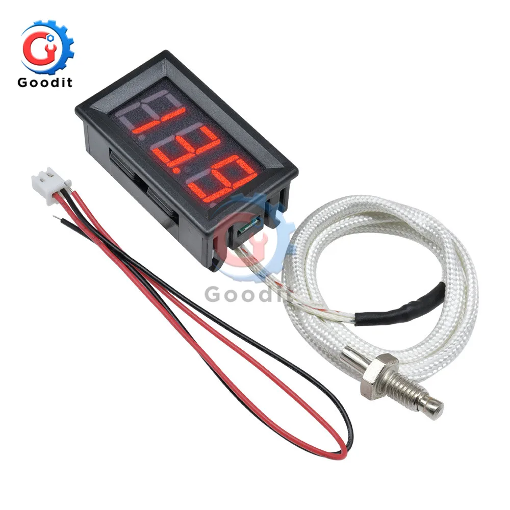 XH-B310 DC 12V LED Digital Display K-Type Thermometer Temperature Meter M6 Thread/Stick Thermocouple Tester -30~800C Thermograph