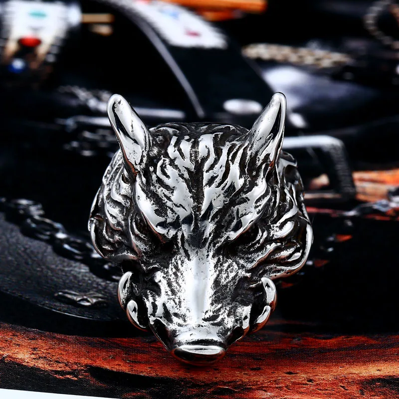 Beier new store 316L Stainless Steel high quality Pig  Men Punk Fashion Hop Mens Wild Boar Ring Male Jewelry LLBR8-333R