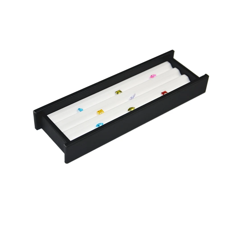 Superior Leather Diamond Display Tray Box with Magnetic Cover Stone Storage Beads Jewelry Stand Holder Gems Organizer Case Black