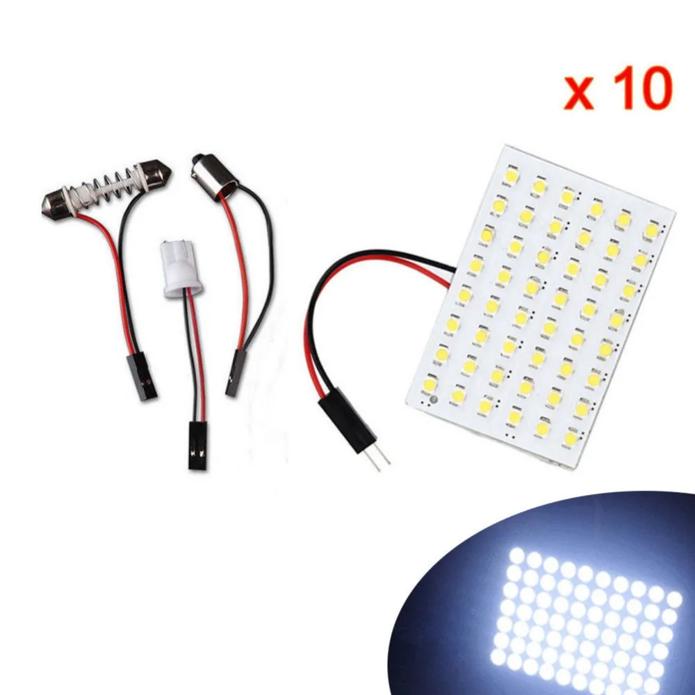 4Pcs/Lot White T10 BA9S Festoon LED 48SMD Panel Interior Dome Map RV Trailer Light