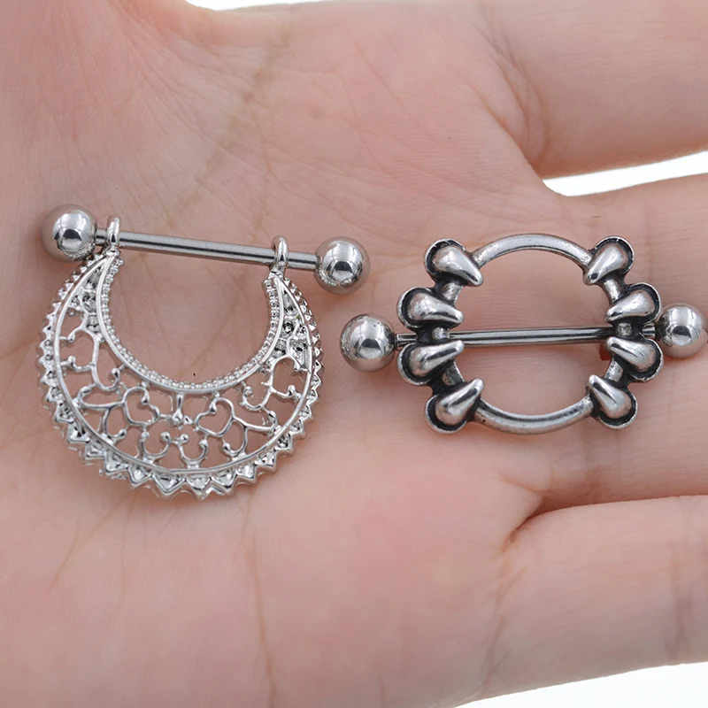 1 Pair Punk Heart nipple piercing jewelry Stainless Steel Nipple Ring Nipple Shield Piercing Jewelry Sexy Body Jewelry For Women