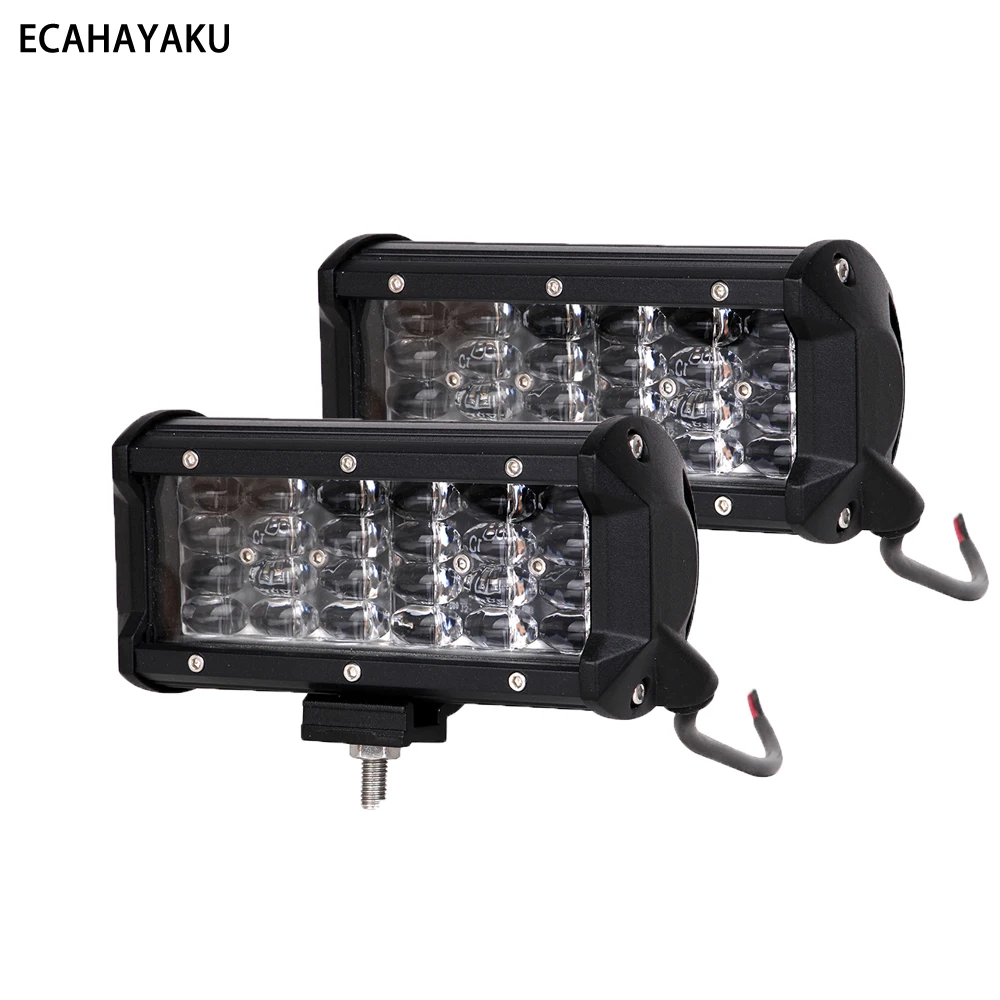 

2Pcs Quad Row 7 inch LED Bar Work Light 72W 7200LM 12V 6000K Car Driving Lights Waterproof Work Light For Offorad SUV 4x4 Trucks