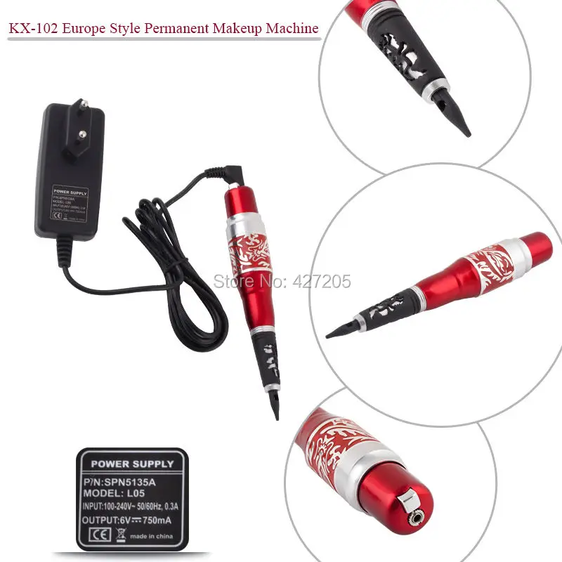 New KX-102 Top Professional Permanent Makeup Red Dragon Machine Pen Power Supply for Eyebrow Lips Tattoo