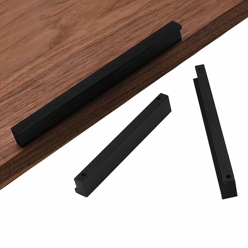 RUNBAZEF Modern Minimalist Matte Black Aluminum Alloy Wardrobe Door Knob Handle Cabinet Drawer Handle Long Handles For Furniture