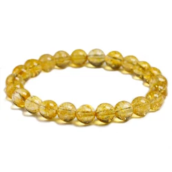 Natural Yellow Citrine Stone 6mm 8mm 10mm Beads Bracelet Handmade Quartz Jewelry for Woman Men Unisex Stretch Bangle Gift