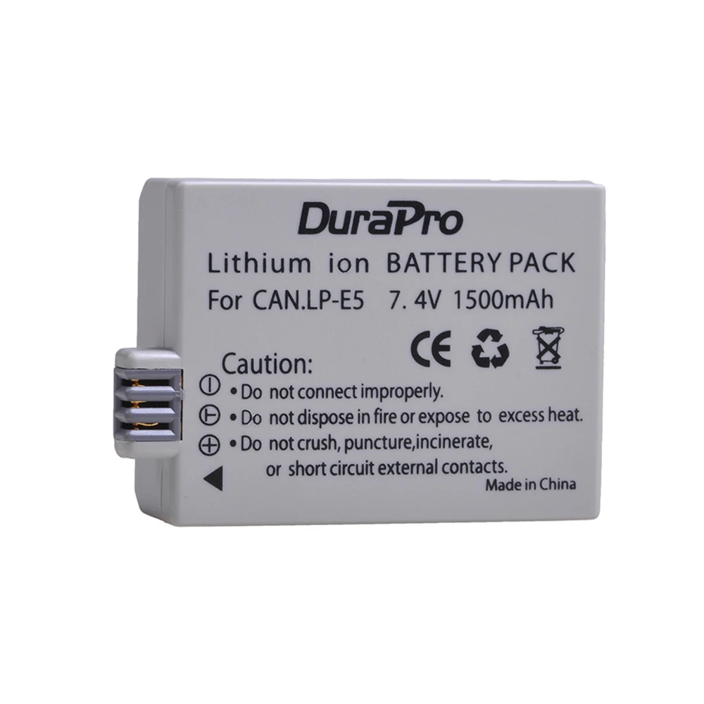 DuraPro 3pcs LP-E5 LP E5 LPE5 7.4V 1500mAh Digital Camera Li-ion Battery for Canon EOS 450D 500D 1000D Rebel XS, Rebel T1i, Rebe