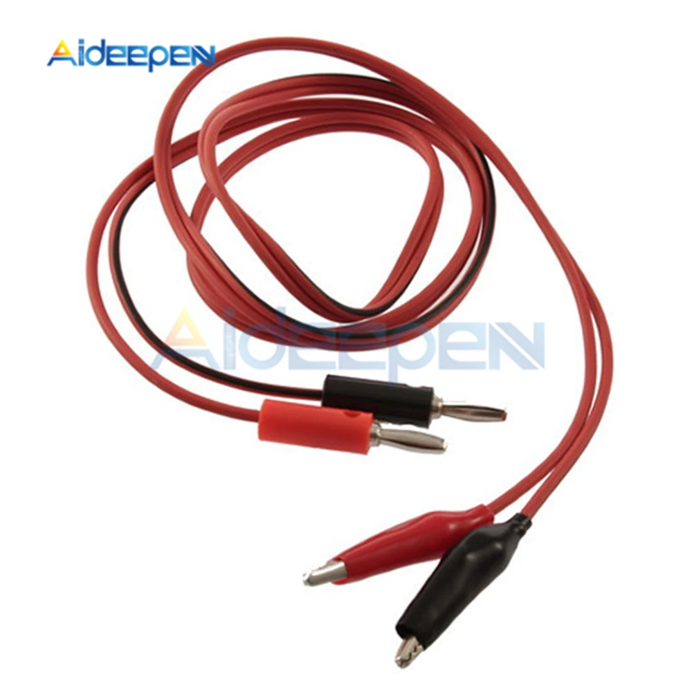 4mm Banana Plug To Shrouded Copper Electrical Clamp Alligator Clip Test Cable Leads Testing Probe Crocodile Clip 1M