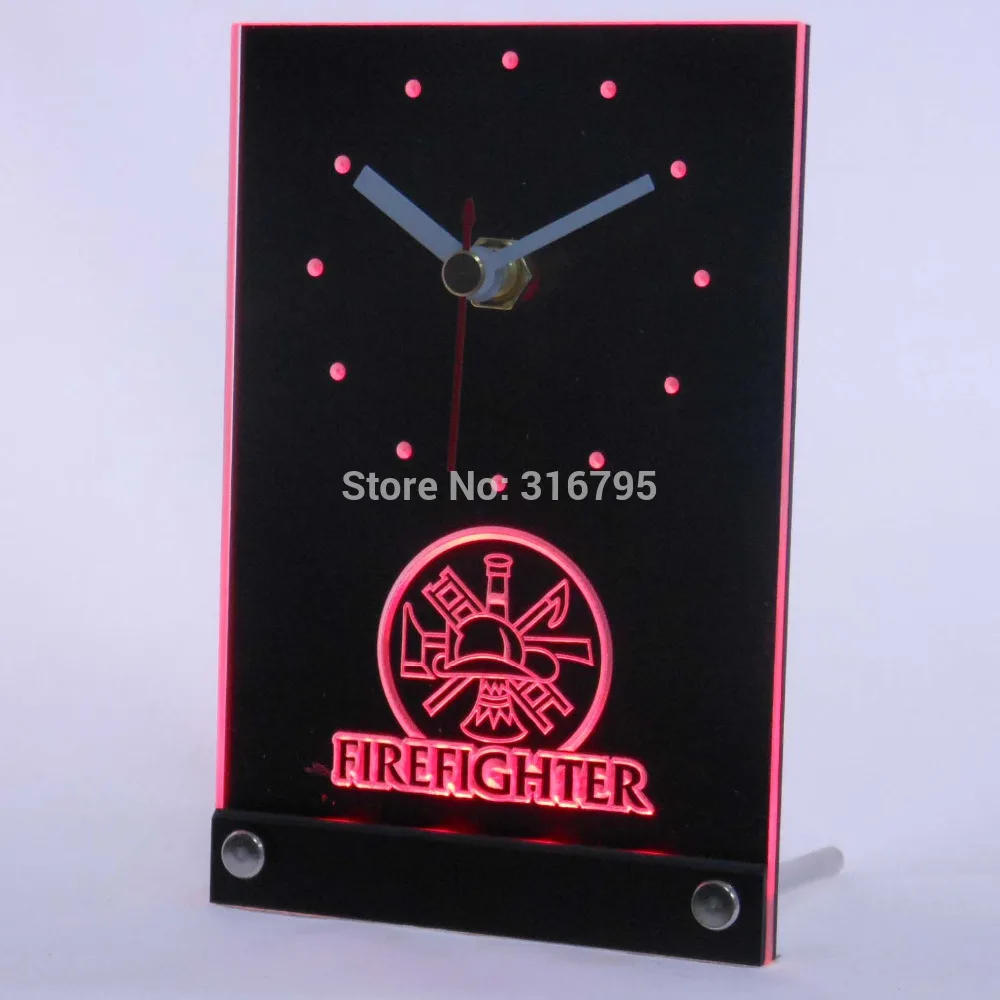 tnc0138 Firefighter Fireman 3D LED Table Desk Clock