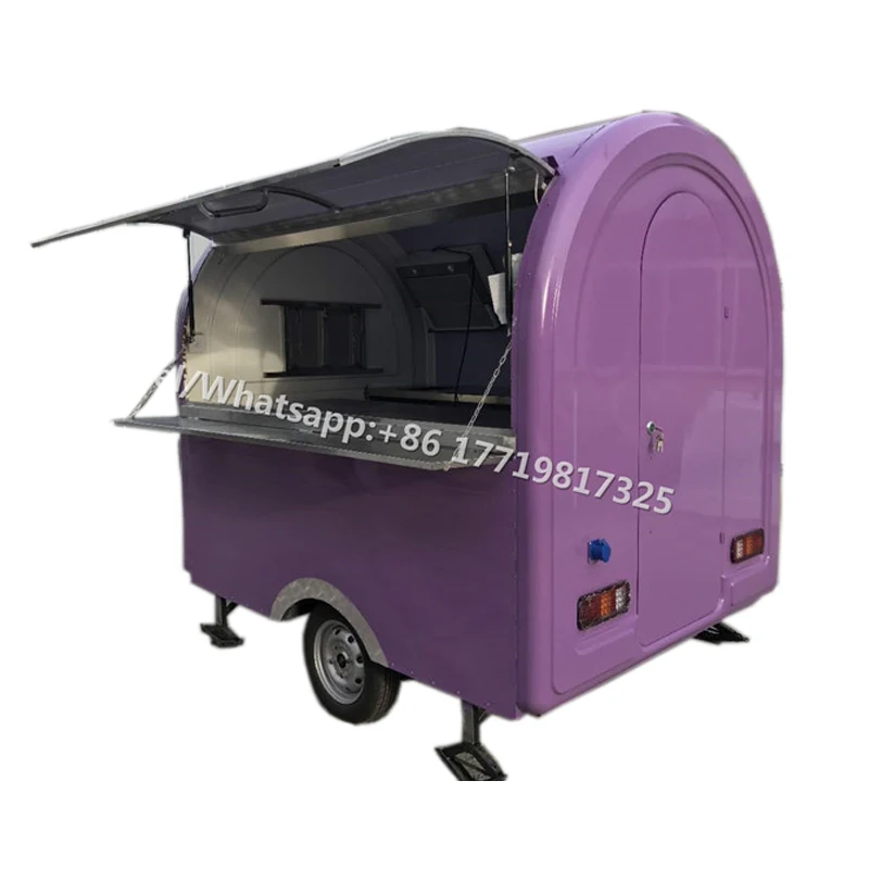 Green color 230cm long food cart mobile food trailer with griddle and fryer and hood deposit