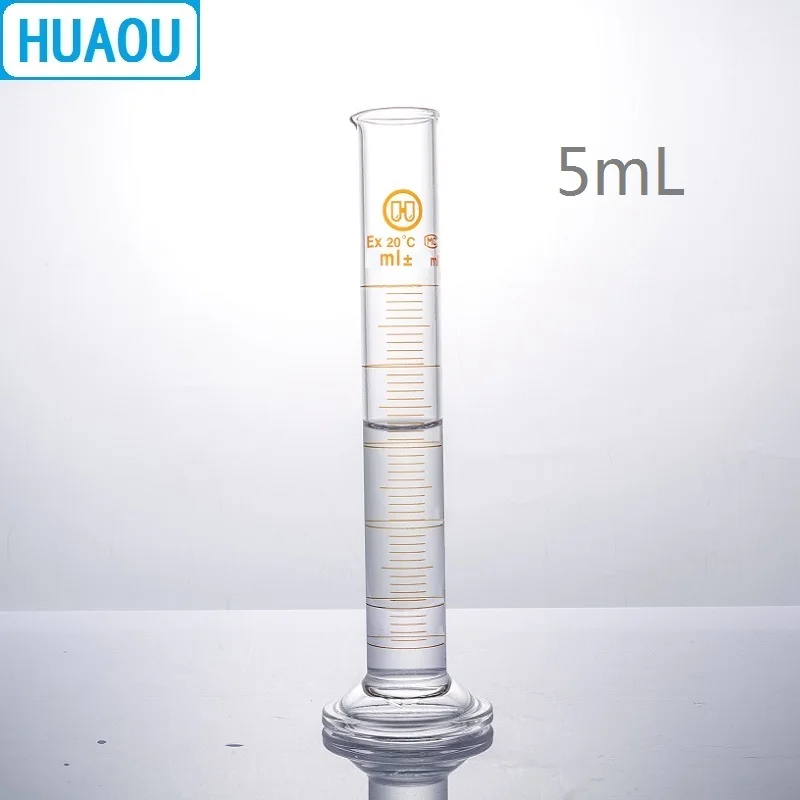 HUAOU 5mL Measuring Cylinder with Spout and Graduation with Glass Round Base Laboratory Chemistry Equipment