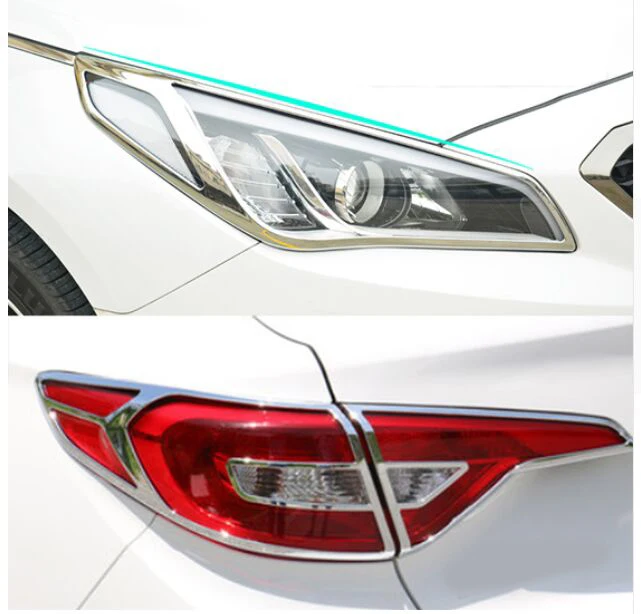 ACCESSORIES FIT FOR HYUNDAI SONATA LF 2015 2016 CHROME FRONT REAR HEADLIGHT TAIL LIGHT LAMP COVER TRIM MOLDING