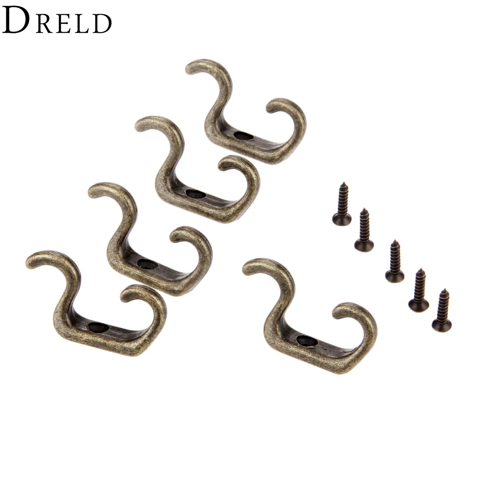 Drold 5 Buah Kait Pintu Furnitur Antik Gantungan Dinding Kamar Mandi Handuk Pakaian Mantel Topi Kait Gantung Perangkat Keras Furnitur 34*21Mm