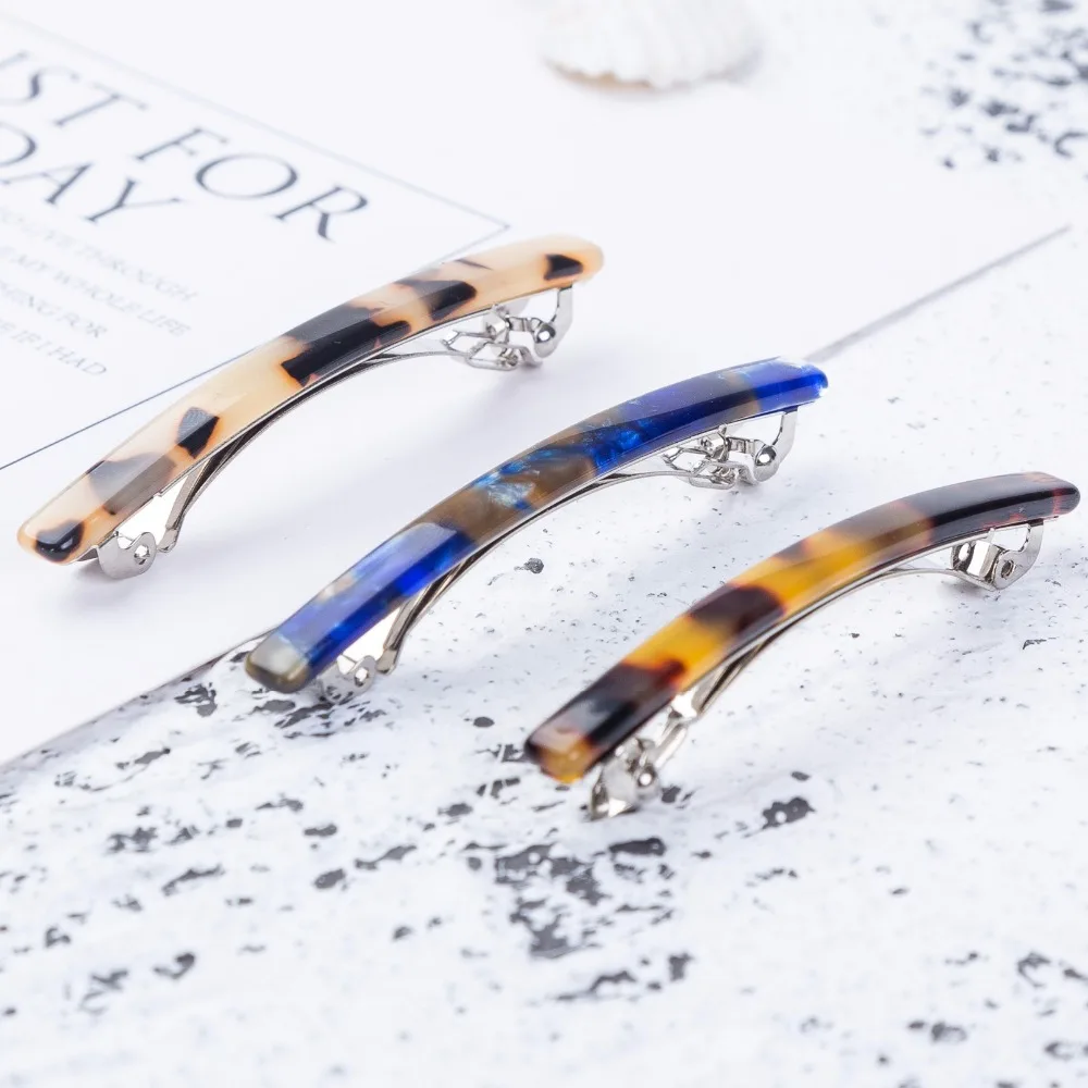 1 Pcs 6.5cm Long Small Geometric Print French Hair Barrettes Ponytail Hair Clips Hairpins Accessories Vintage Women Hair Jewelry