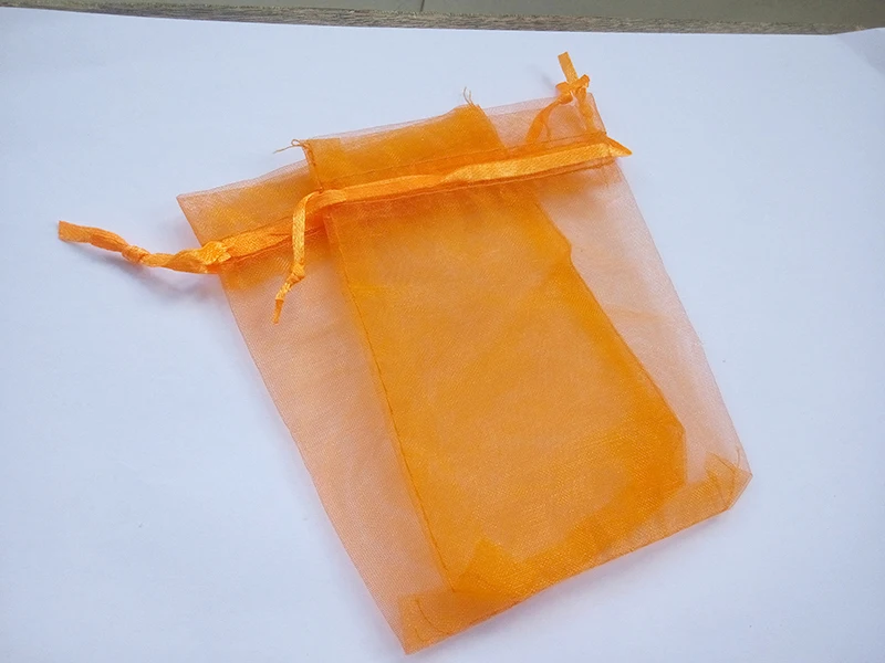 

500pcs 15*20 Orange gift bags for jewelry/wedding/christmas/birthday Organza Bags with handles Packaging Yarn bag