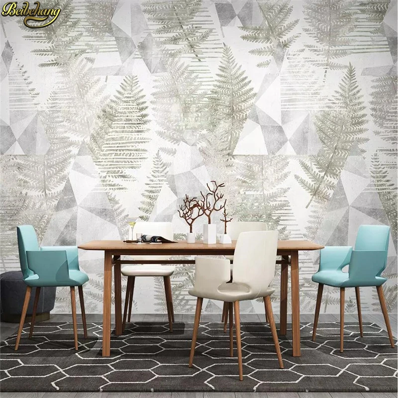 beibehang Custom wallpaper mural Nordic tropical plants abstract geometric lines TV background wall papers home decor