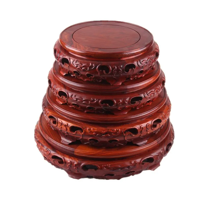 Rosewood red sandalwood carved wooden statues bonsai vase ornaments transposon King 34cm round wood base