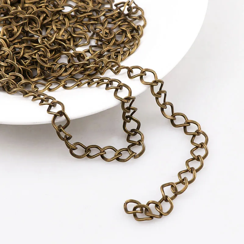 Iron Width 1.2x7x8mm Antique Bronze Rope Chain Necklace Statement Iron Necklace Chain Fit Bracelets Open Link Chain