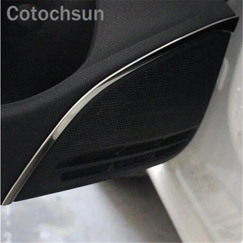 For Volkswagen POLO 2014-2018 Car-styling 4pcs/set Stainless steel Modified Decorative Audio Speaker Cover