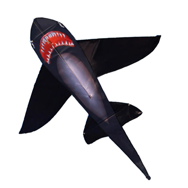 Strong Black Shark kite With Long Colorful Tail!Huge Beginner Shark Kites for Kids And Adults  Come With String And Handle