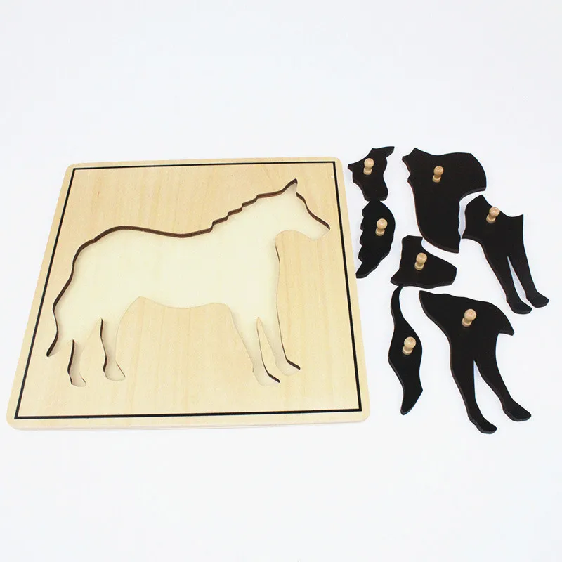 Baby Toy Kids Montessori Horse Puzzle Animal for Children Wood for Early Childhood Education Preschool Training Learning