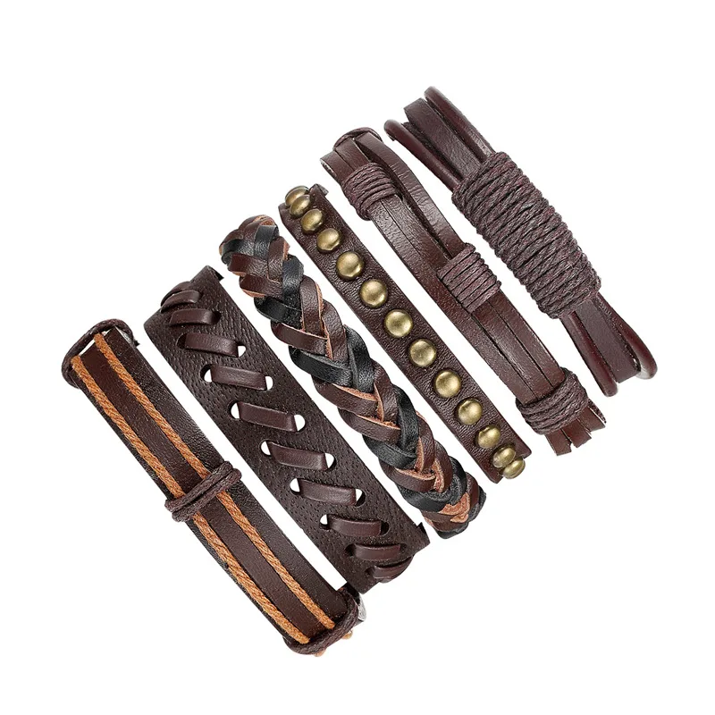 Janeyacy Wholesale Vintage Leather Bracelets For Men Punk Leather Bracelet & Bangle Male Wristband Wrap Women Jewelry Pulseras