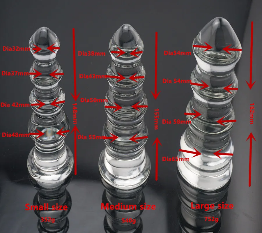 Dia 32mm to 65mm for choose New hot large pyrex crystal glass huge anal beads butt plug dildo fake penis sex toys for men women