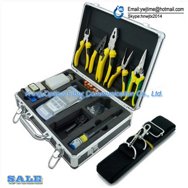 

14 IN 1 Fiber Optic FTTH Tool Kit FC-6S Cleaver Optical Power Meter 10mW Visual Fault Locator Tester Alcohol Bottles