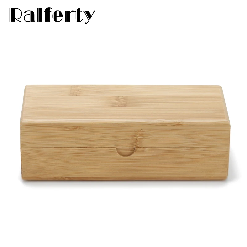 Ralferty Wooden Glasses Case Handmade Hard Square Cylinder Bamboo Strip Sunglass Case Eyewear Spectacle Eyeglass Box funda gafas