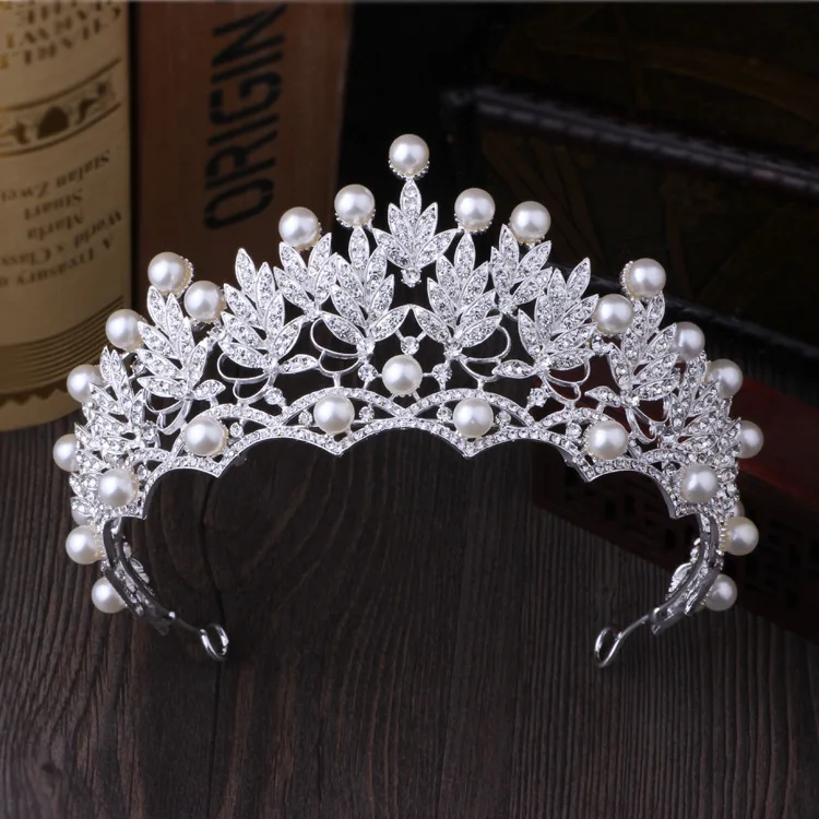 Crystal Pearl Crowns Rhinestone Tiara Brides Hairband Hair Jewelry Princess Crown Fashion Wedding Hair Accessories