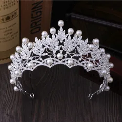 Crystal Pearl Crowns Rhinestone Tiara Brides Hairband Hair Jewelry Princess Crown Fashion Wedding Hair Accessories