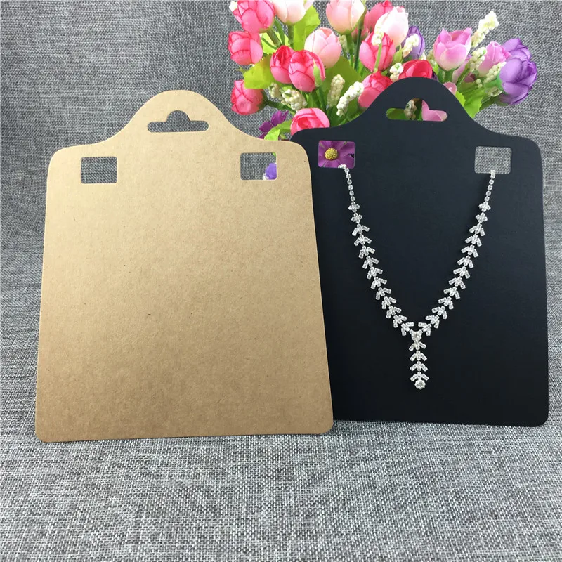 50Pcs/Lot Multi Size Simple Style Necklace Earrings Card With Holes Hang Card for Jewelry Displays Cards Kraft Paper Material