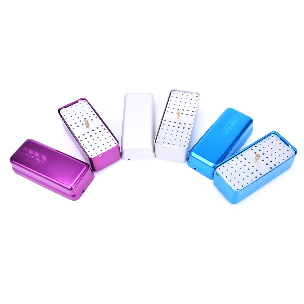 

72 Hole Aluminium Autoclave Sterilizer Case Burs Dental Disinfection Endo Files Holder Box For Oral Care Tools 3colors NEW