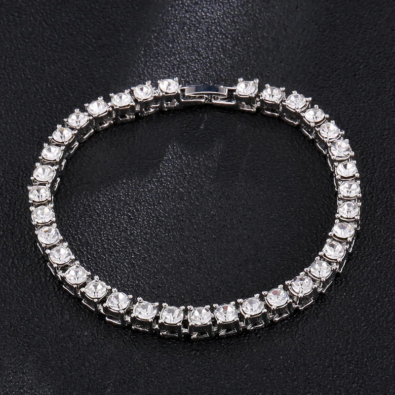 1 Row CZ Bling Iced Out Rhinestone Cubic Zirconia Bracelet Tennis Chain Bracelets For Women Men Jewelry Link Chain